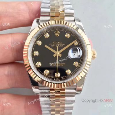  Replica Rolex Datejust II 41mm 2-Tone Jubilee Black Diamond Watch 3255